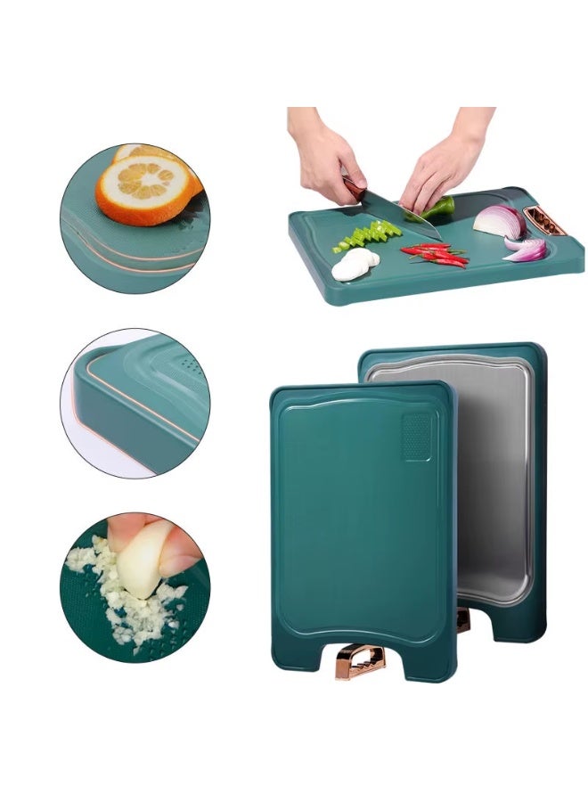 Double-sided stainless steel cutting board – Non-slip surface – 360° rotating handle – Food-safe PP material – Rust and odor resistant - Image 1